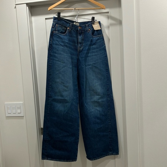 NWT Madewell Superwide-Leg Jeans, Sz 28, Medium-Dark Blue Wash - Picture 4 of 10